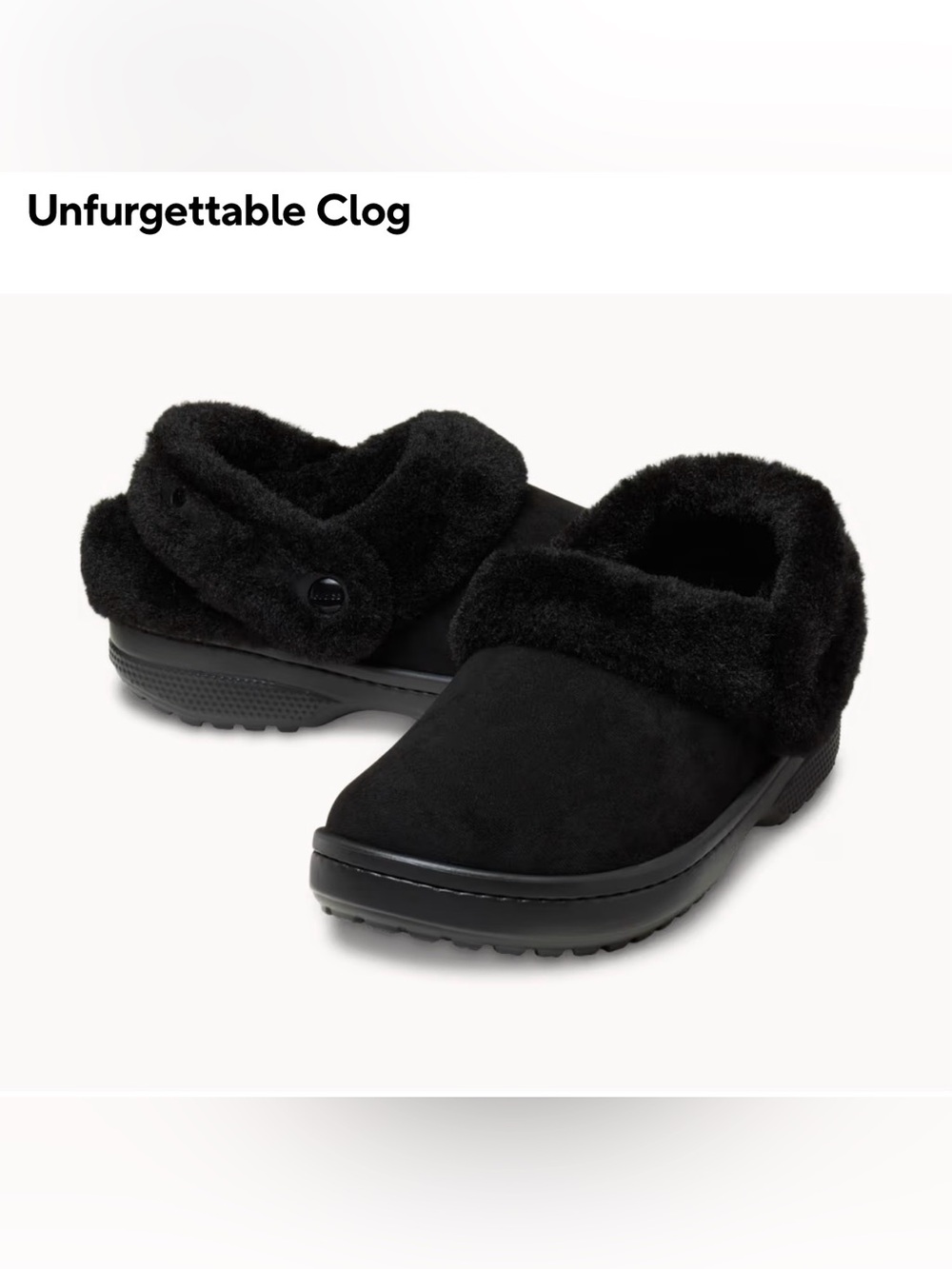 CROCS Black Faux-Fur Lined unforgettable clog size 8